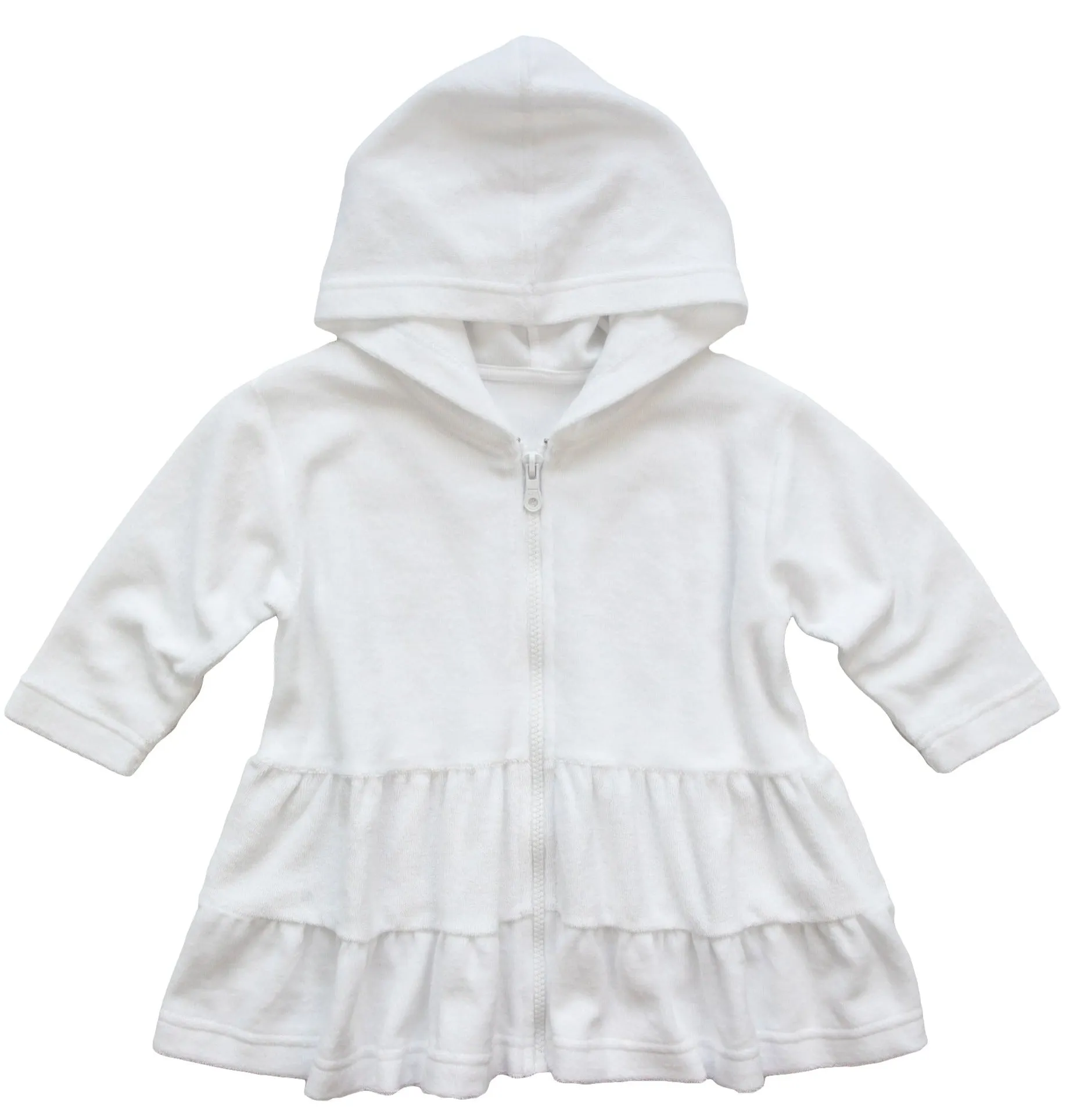 Florence Eiseman White Hooded Coverup with Tiers