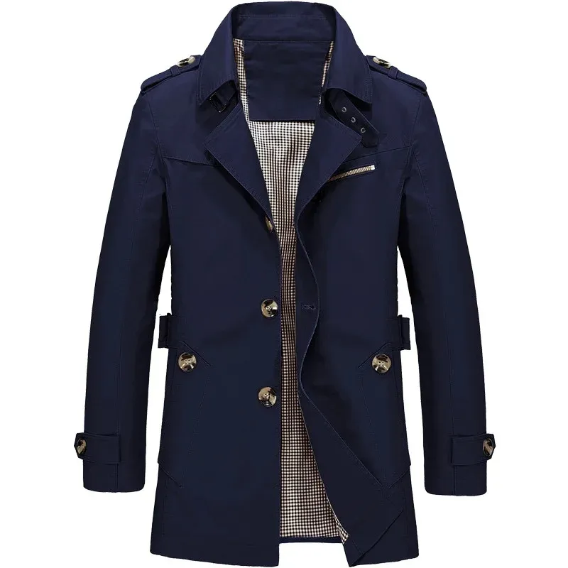 Functional men's coat - Lightweight trench coat with adjustable waist