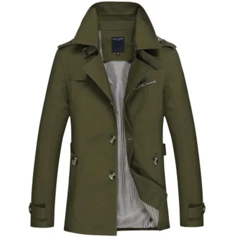 Functional men's coat - Lightweight trench coat with adjustable waist