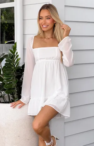 Gemima White Chiffon Mini Dress