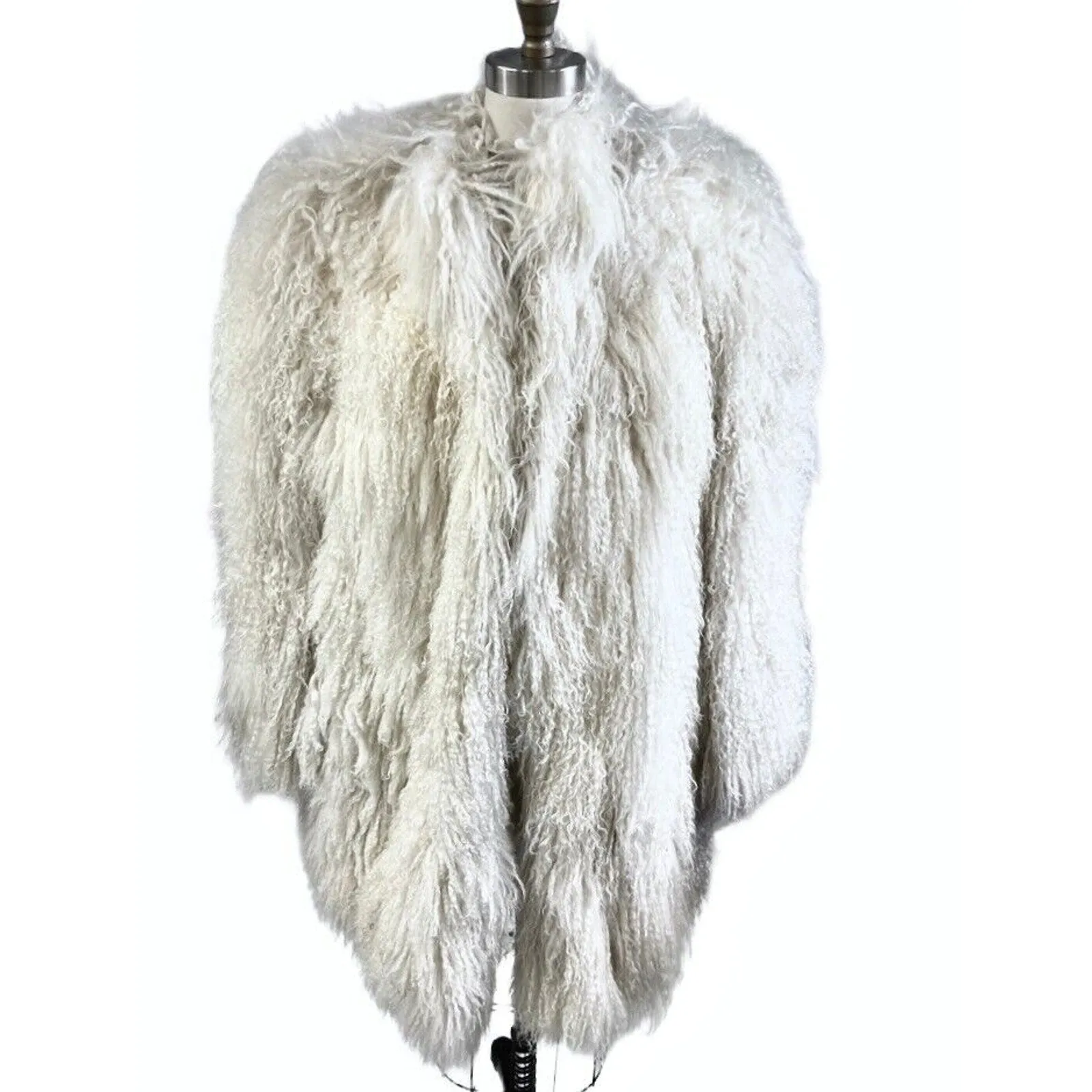 Genuine Mongolian Shearling Tibetan Fur Coat Jacket Stroller M   Hat VTG Mob Wif