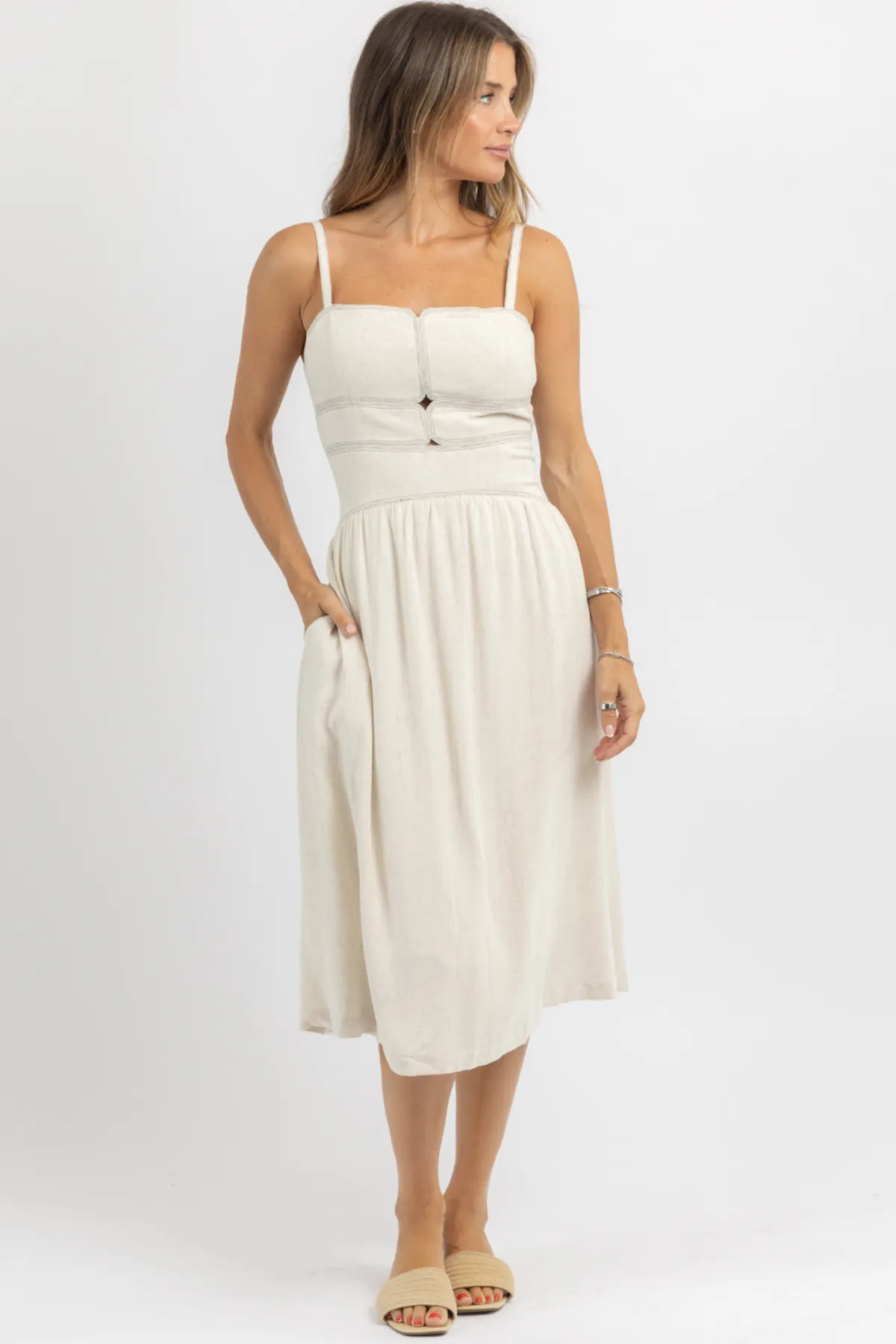 GEO NEUTRAL MIDI DRESS