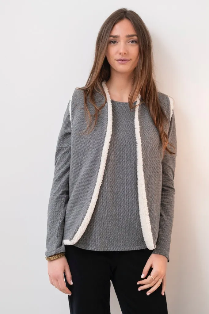 Gilet réversible en matières upcyclées DAKOTA jacquard anthracite