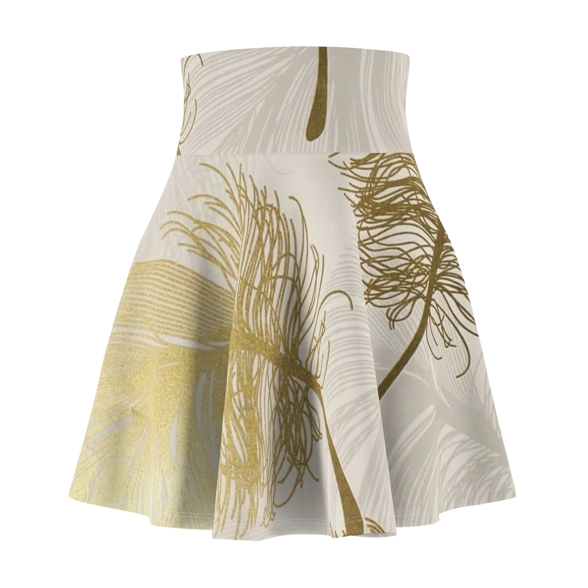 Golden Feathers - Inovax Woman's Skater Skirt