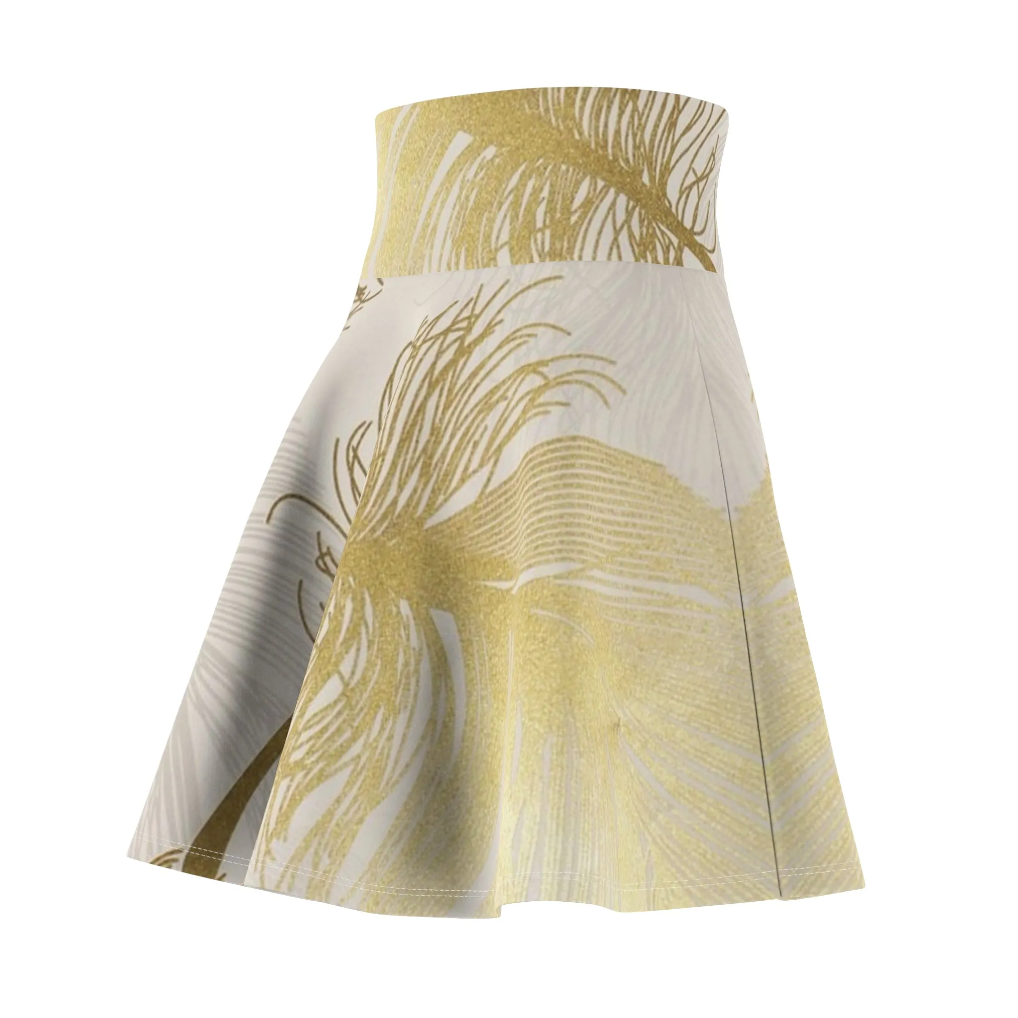 Golden Feathers - Inovax Woman's Skater Skirt