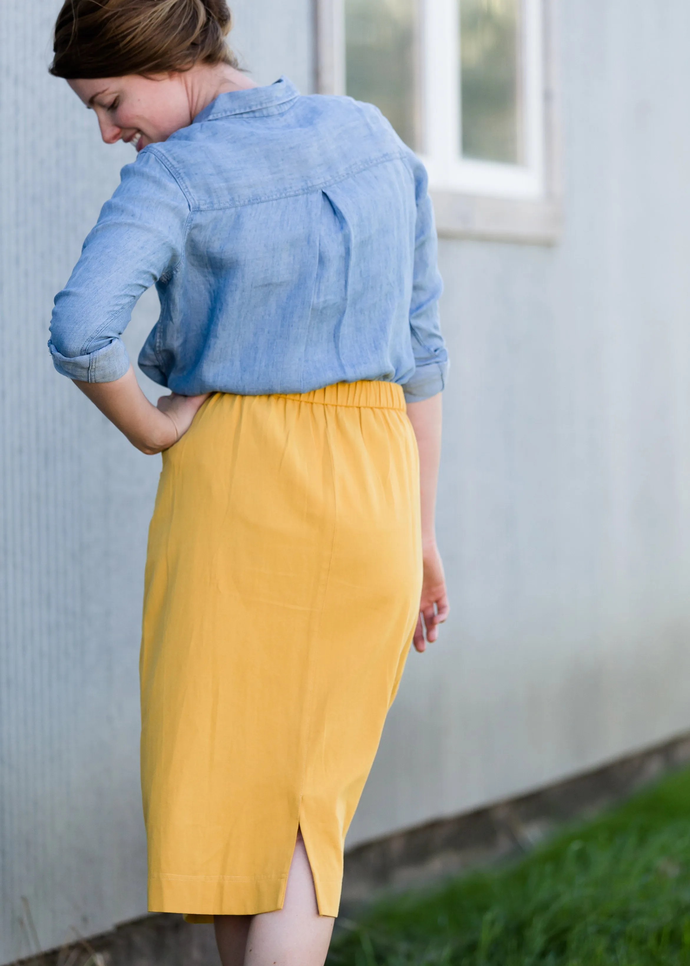 Golden Pocket Front Midi Skirt - FINAL SALE