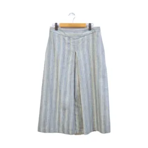 Grey Striped Textile Midi Skirt | S