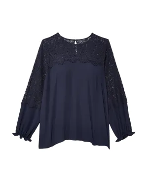 Hannah Lace Detail Blouse | Navy