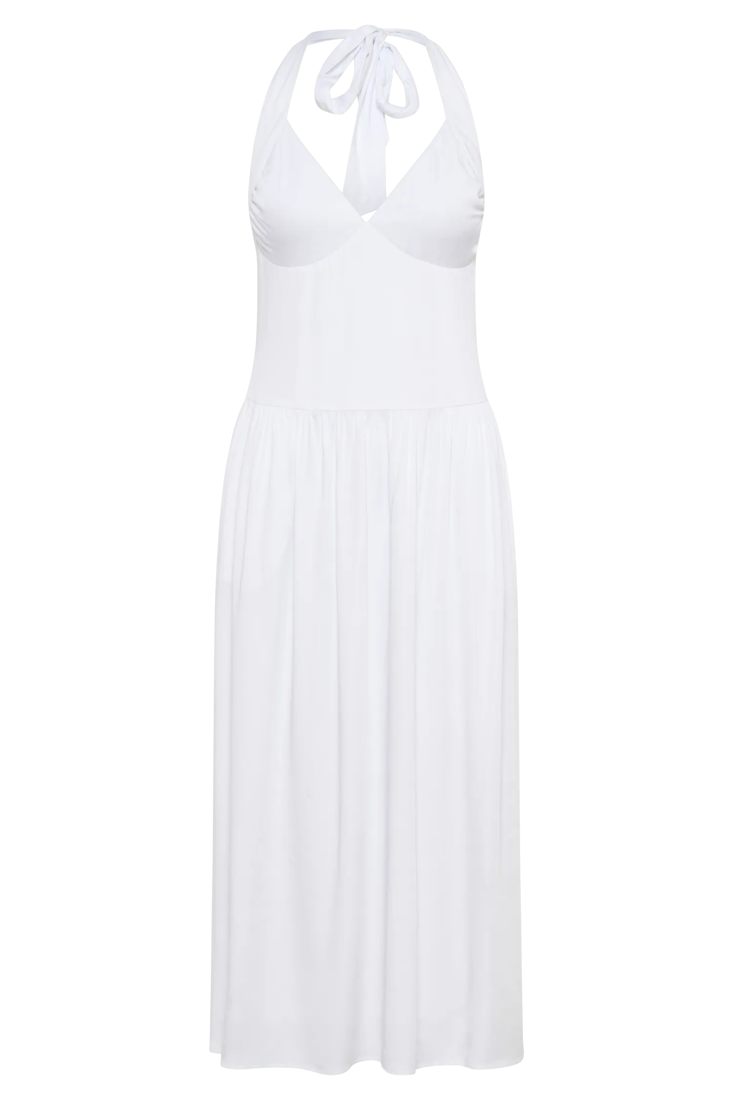 Harriette Halter Midi Dress - White