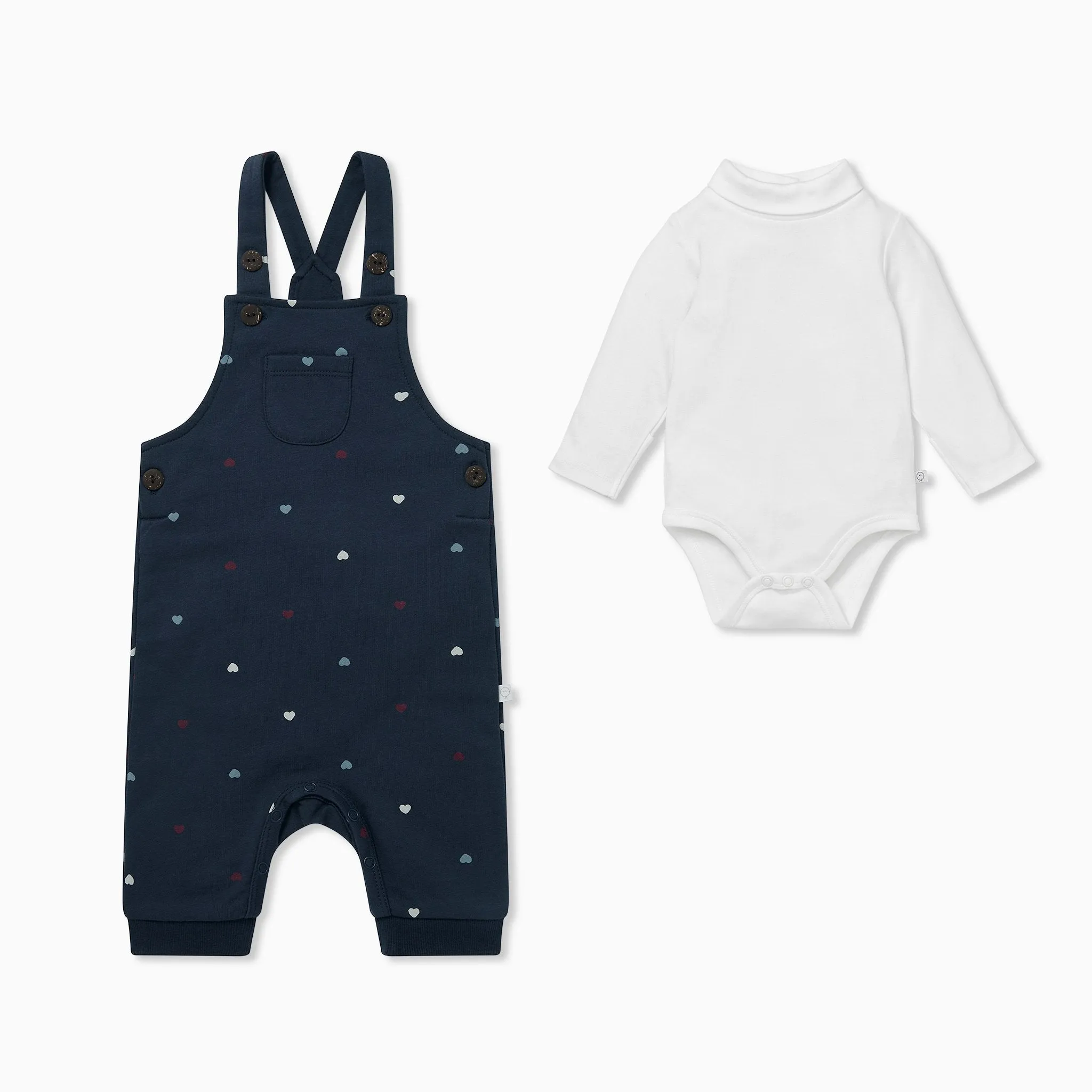 Hearts Dungarees & Roll Neck Bodysuit Outfit