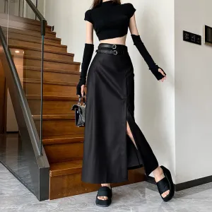 High-grade PU Leather Skirt