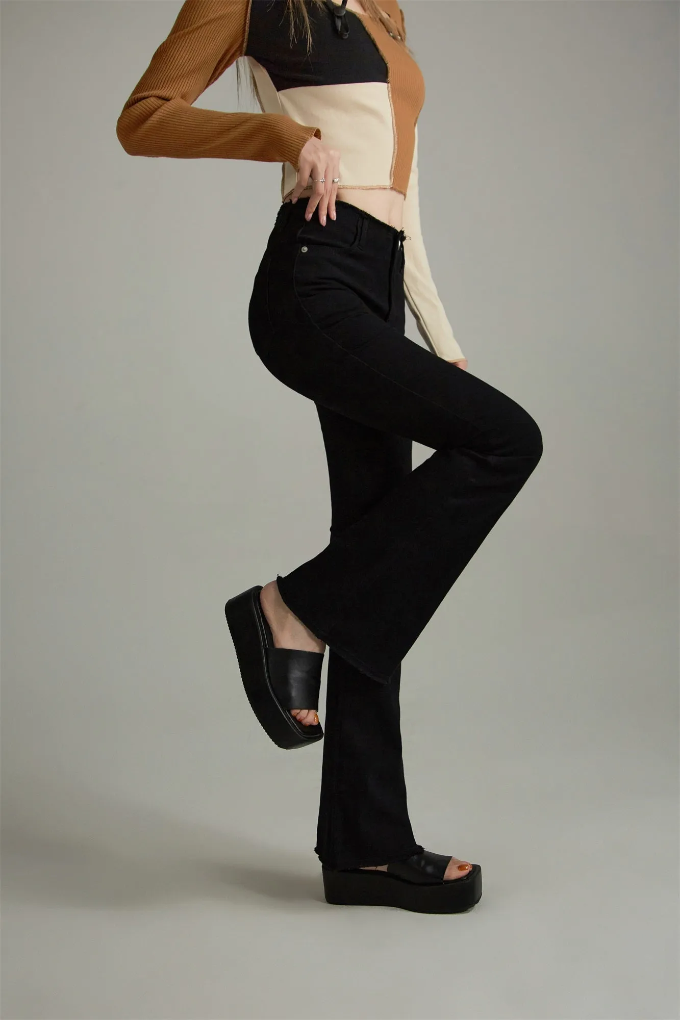 High Waist Bootcut Slim Pants