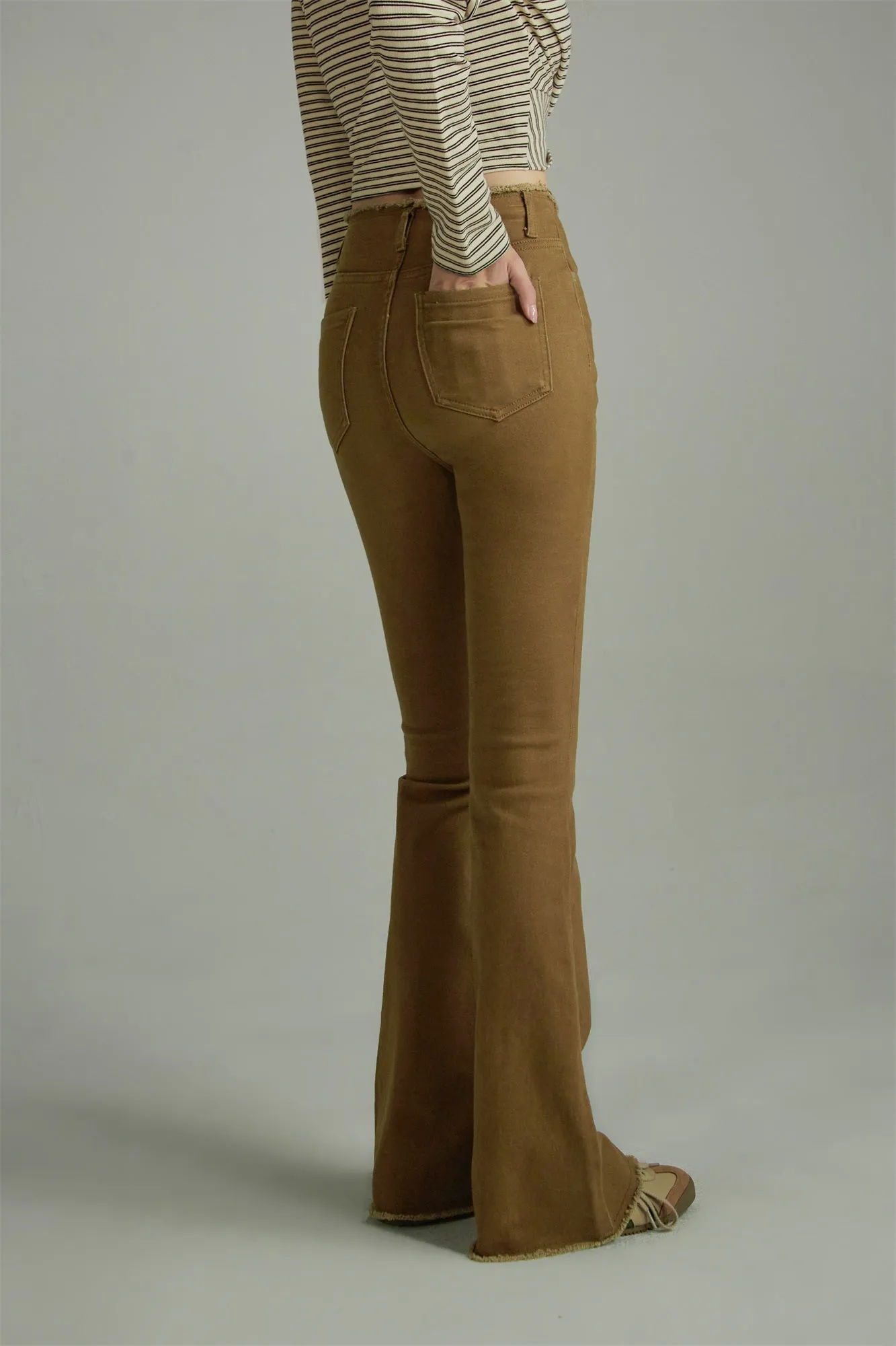 High Waist Bootcut Slim Pants