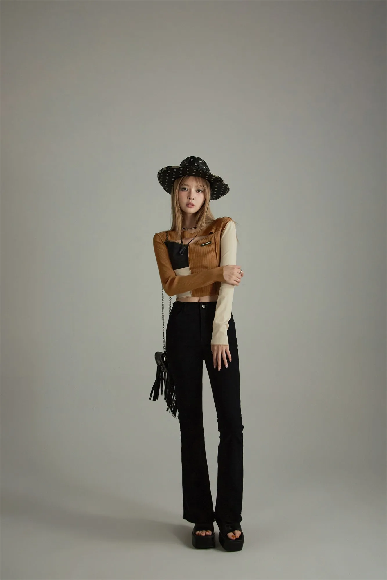 High Waist Bootcut Slim Pants