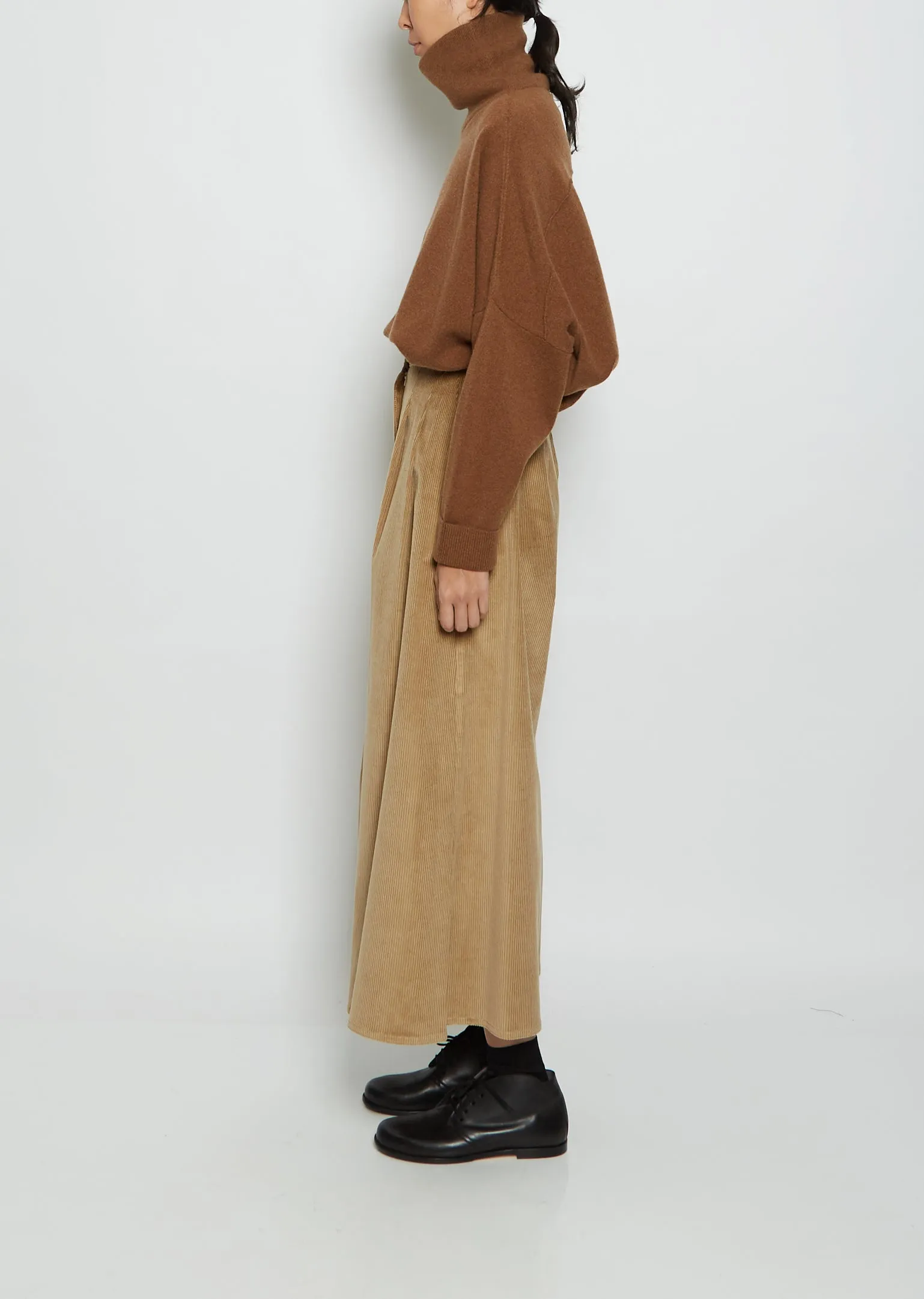 High Waist Cashmere Corduroy Pants