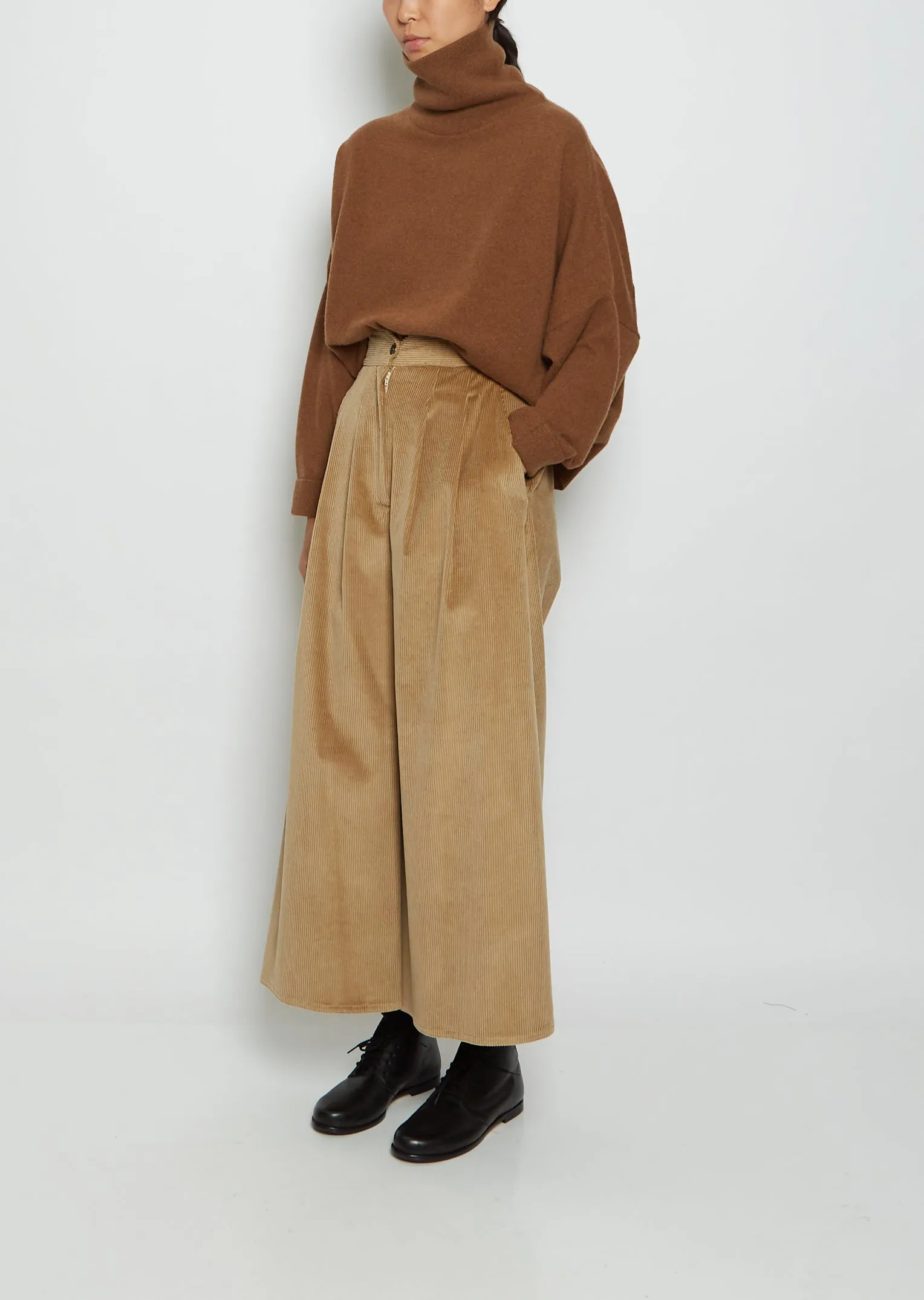 High Waist Cashmere Corduroy Pants