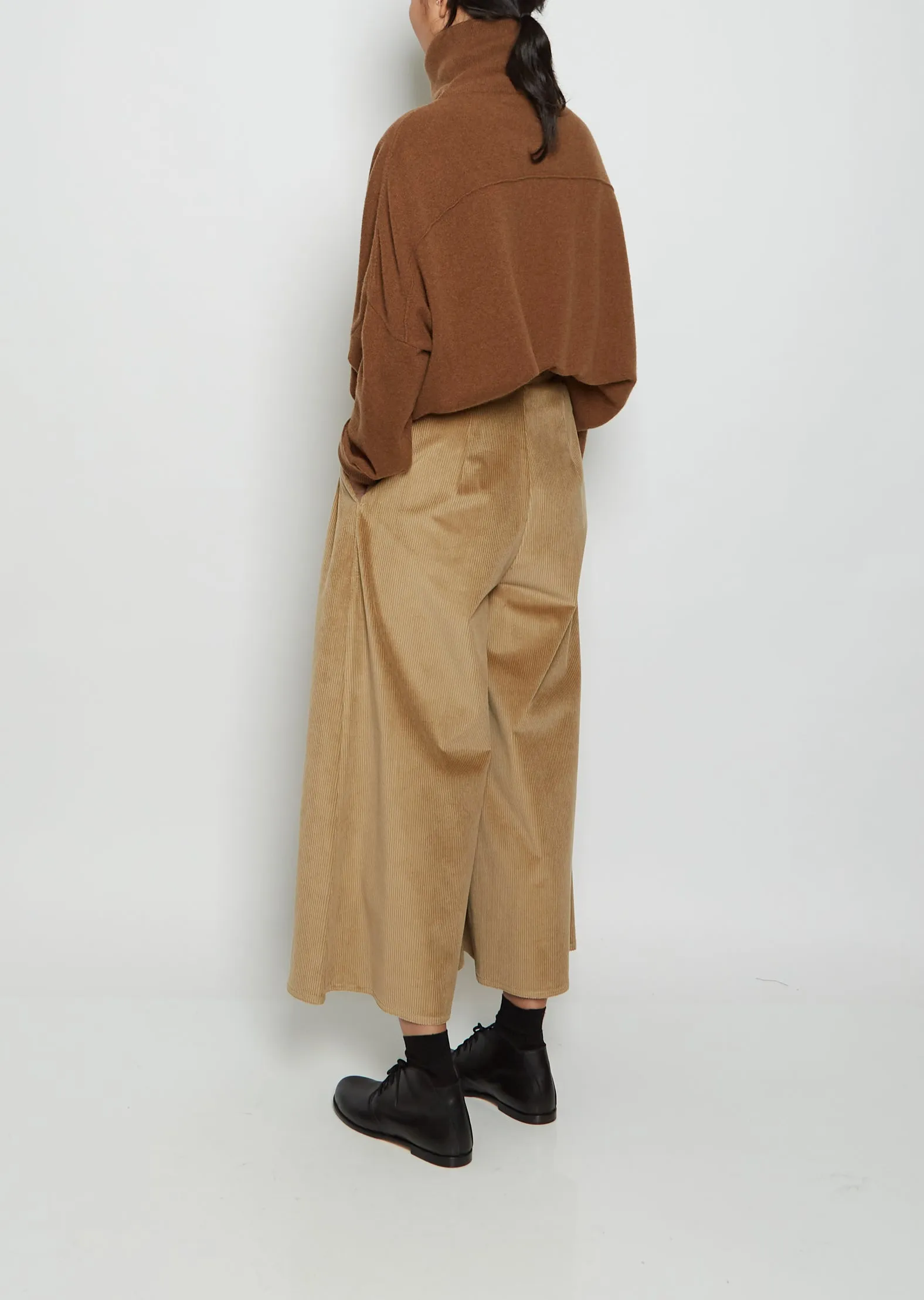 High Waist Cashmere Corduroy Pants