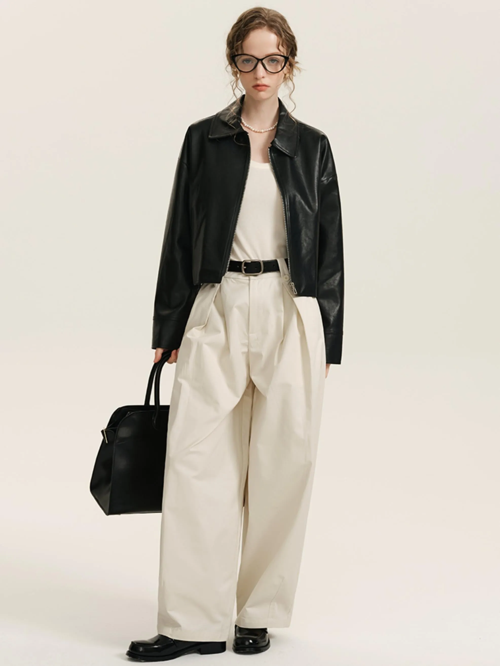 High Waist Pleated Suit Pants