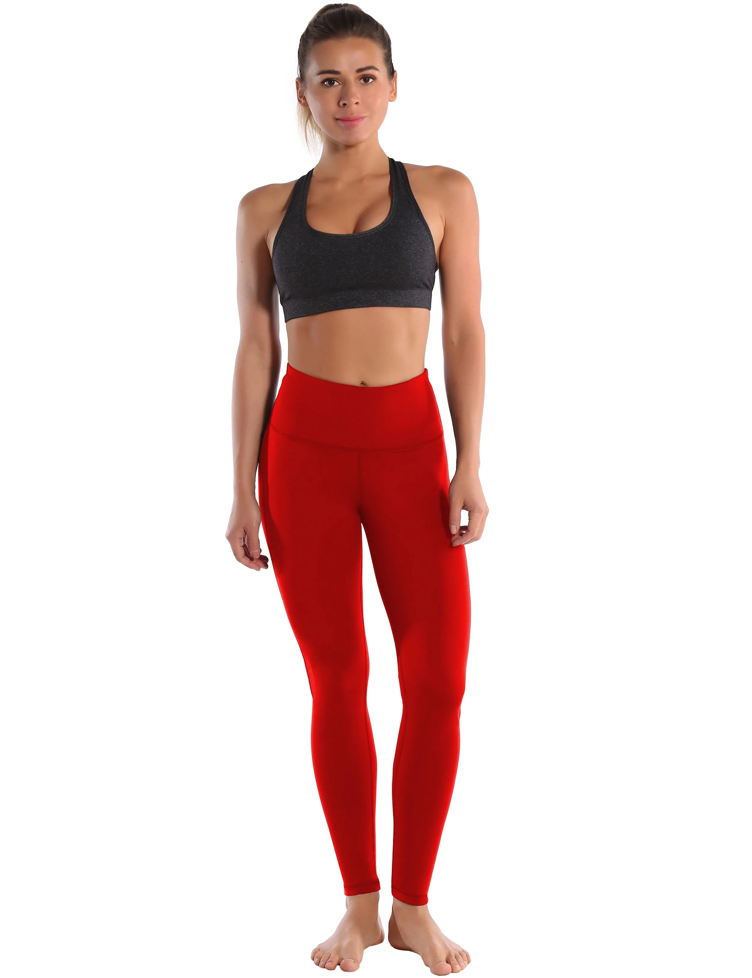 High Waist Side Line Biking Pants scarlet_Biking