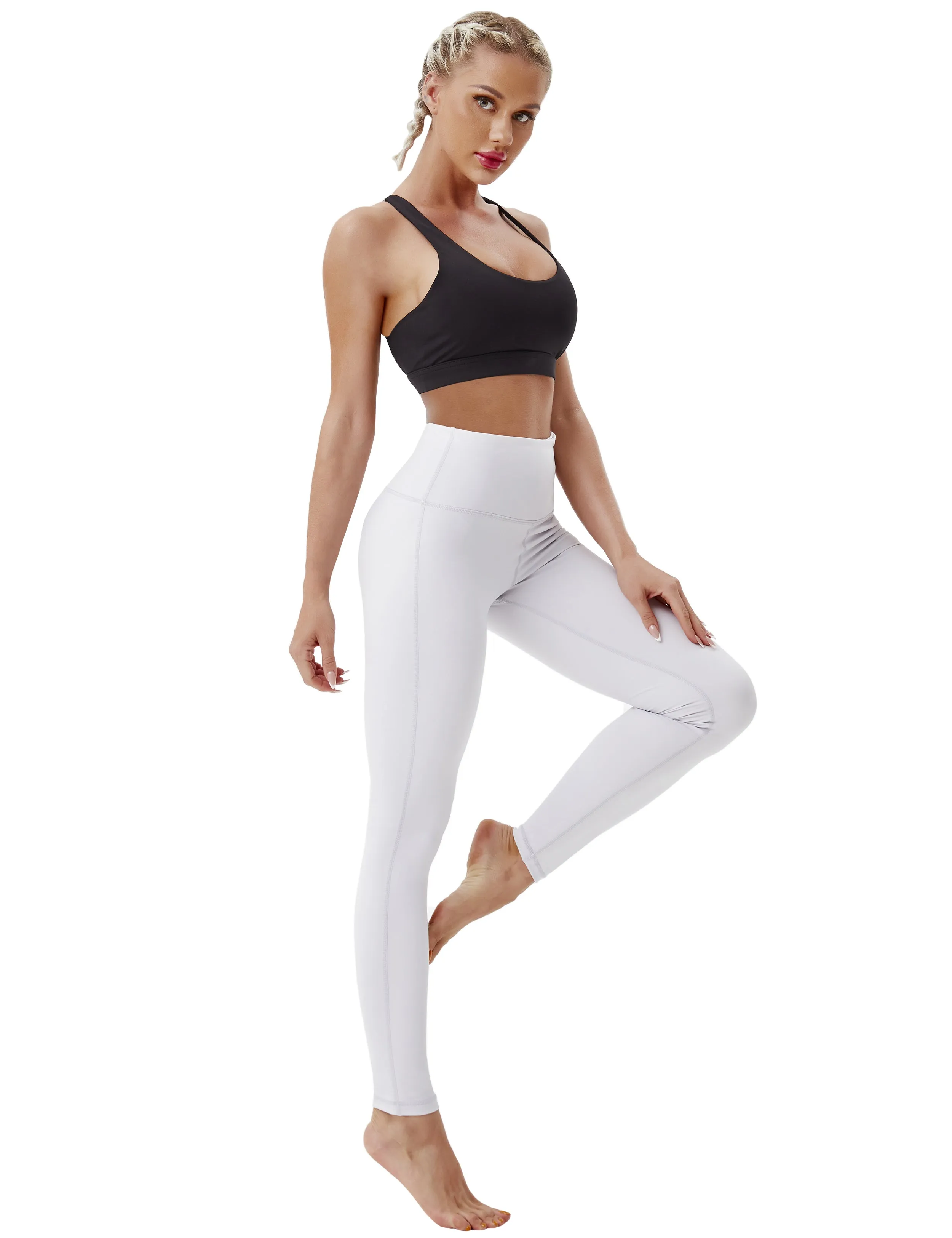 High Waist Side Line Gym Pants lightgray_Gym