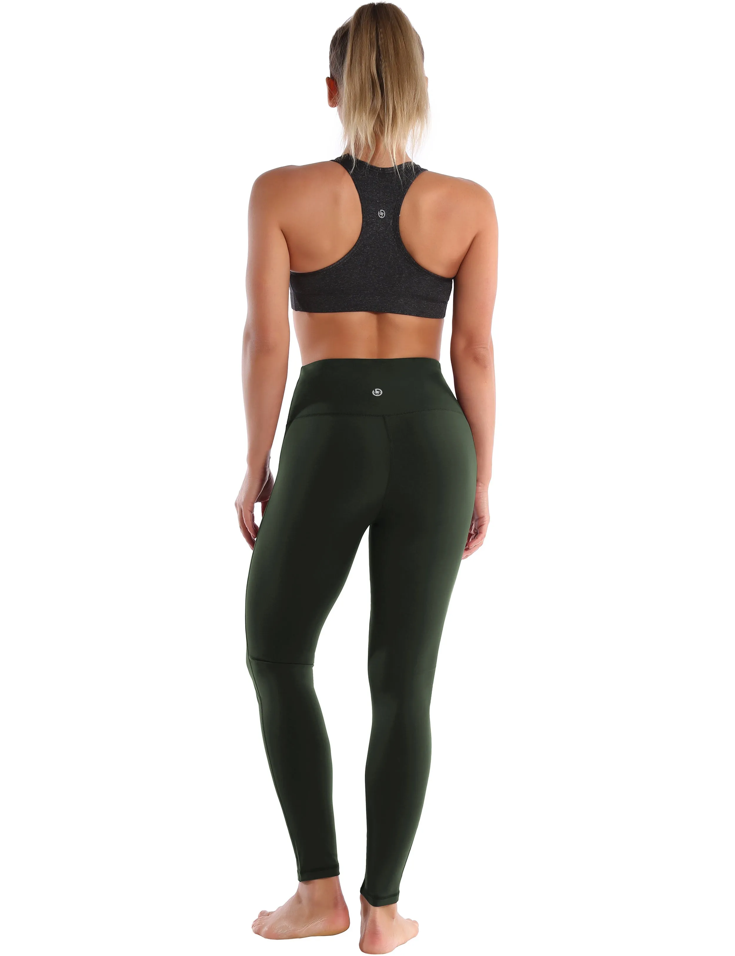 High Waist Side Line Running Pants olivegray_Running