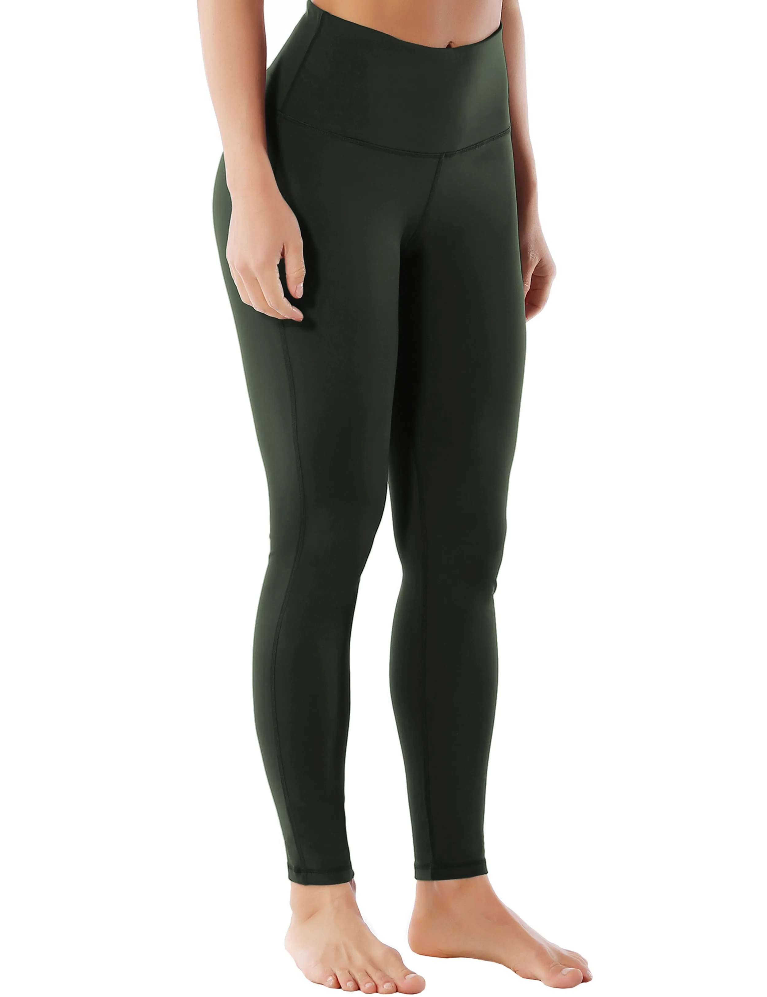 High Waist Side Line Running Pants olivegray_Running