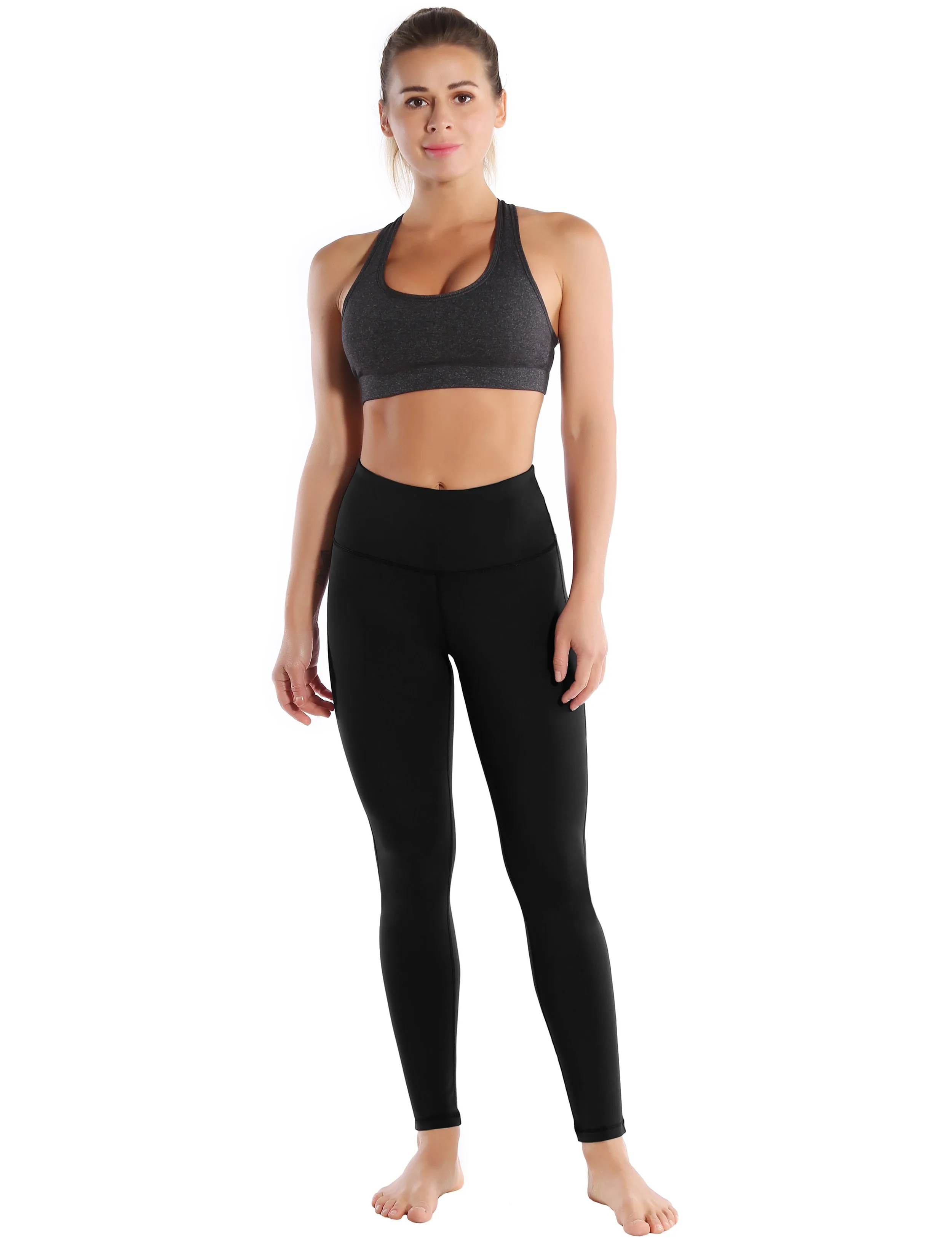 High Waist Side Line Yoga Pants black_yoga