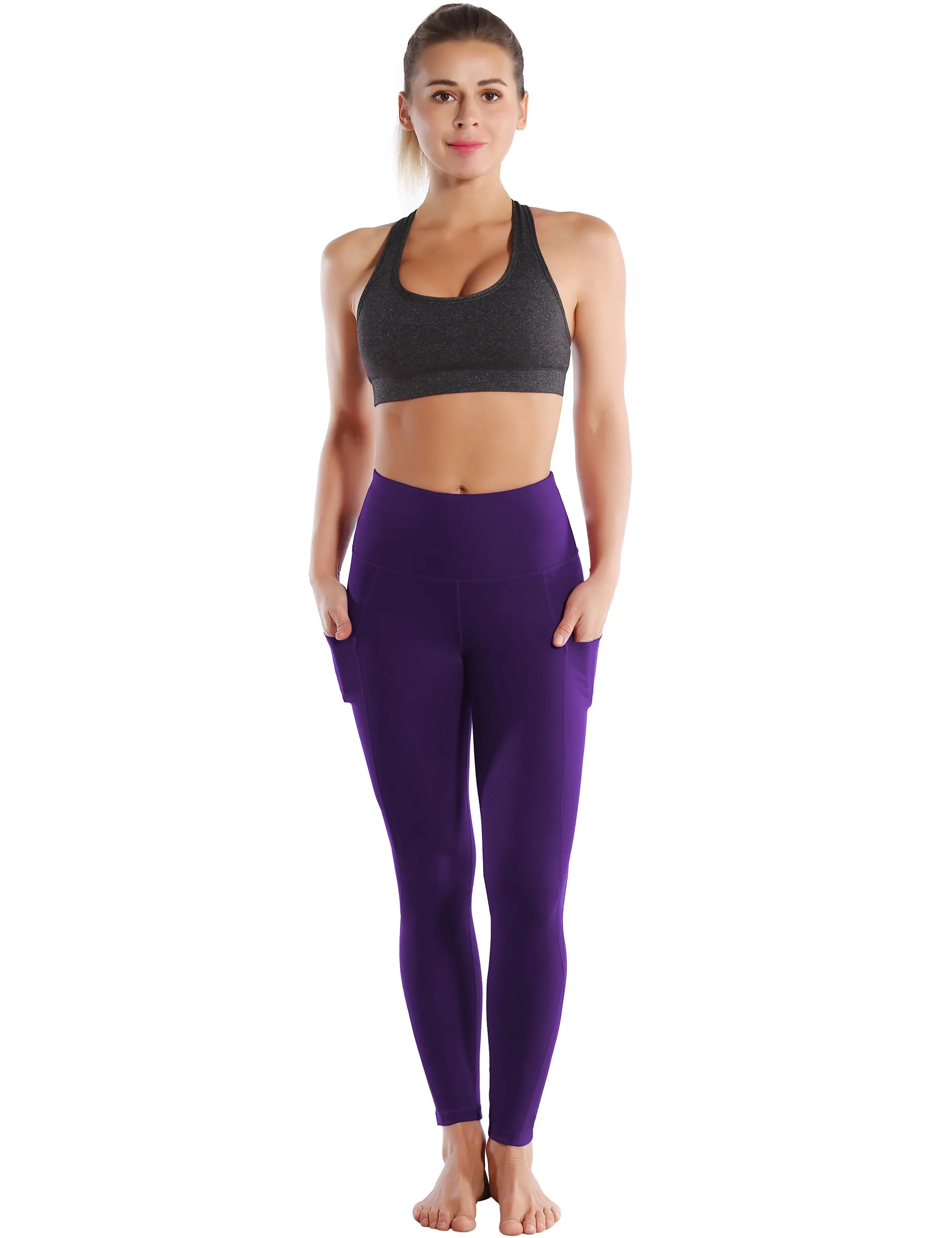 High Waist Side Pockets Golf Pants eggplantpurple_Golf