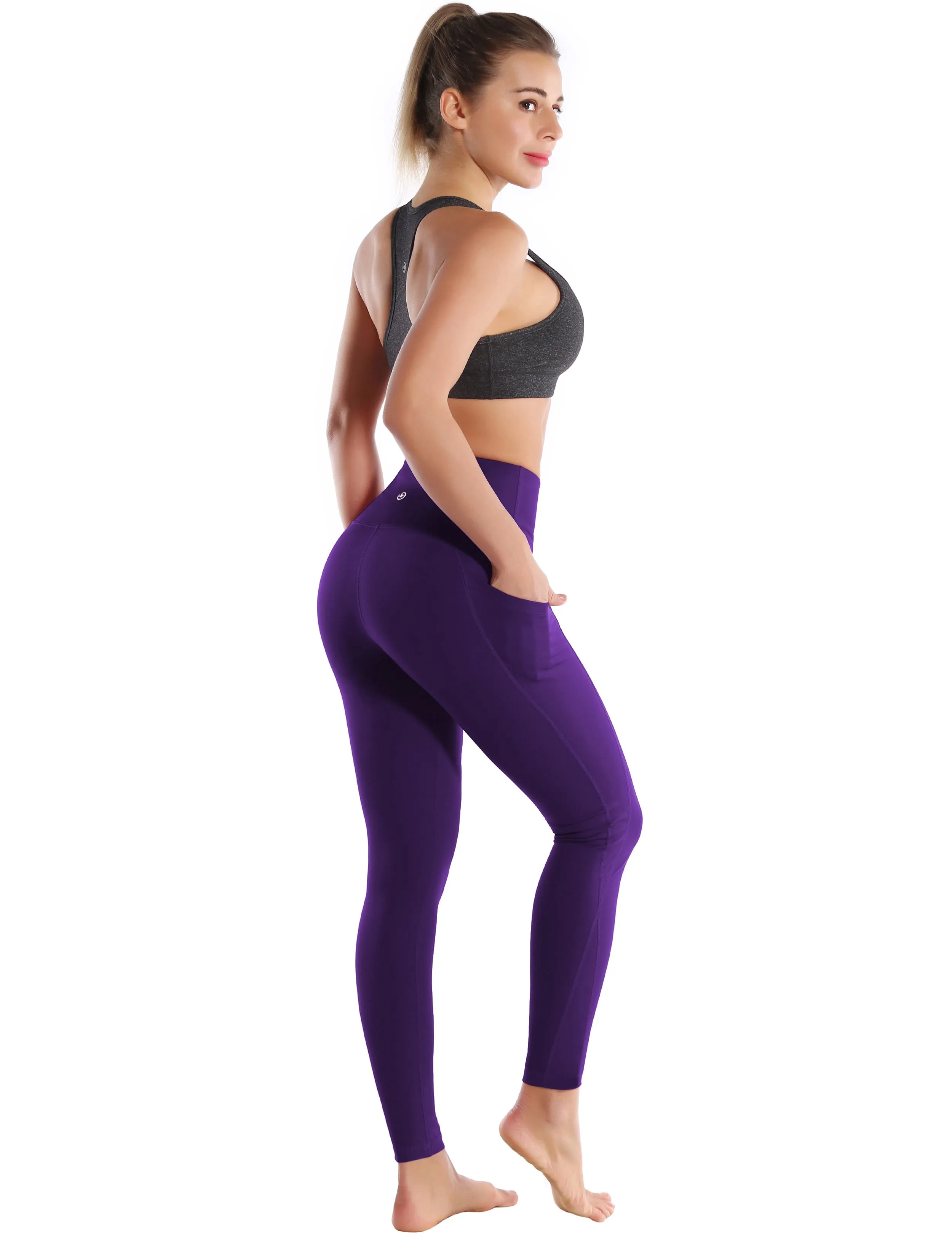 High Waist Side Pockets Golf Pants eggplantpurple_Golf