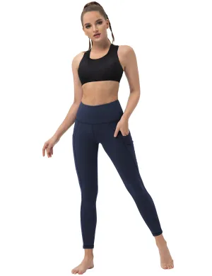 High Waist Side Pockets Gym Pants darknavy_Gym