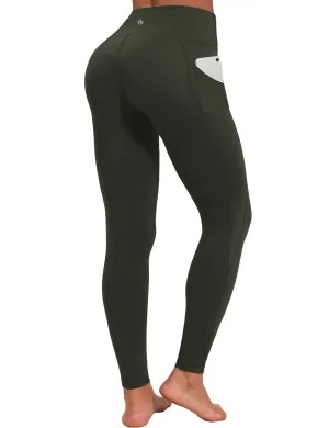 High Waist Side Pockets Yoga Pants olivegray_yoga