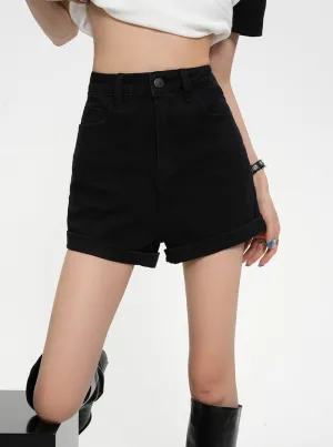 High Waist Stretch Jean Shorts