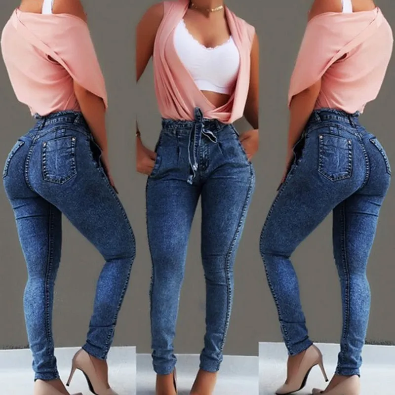 High Waist Stretchy Denim Print Pencil Pants (3 colors)