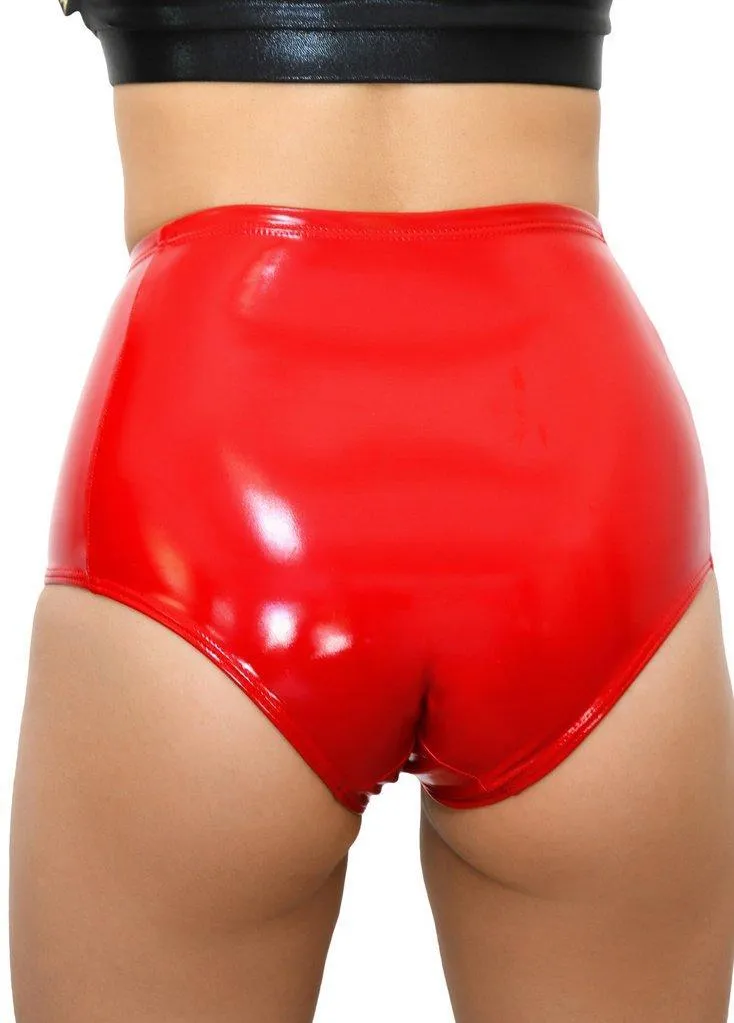 High Waisted Hot Pants - Heroine Liquid - Red 3XL