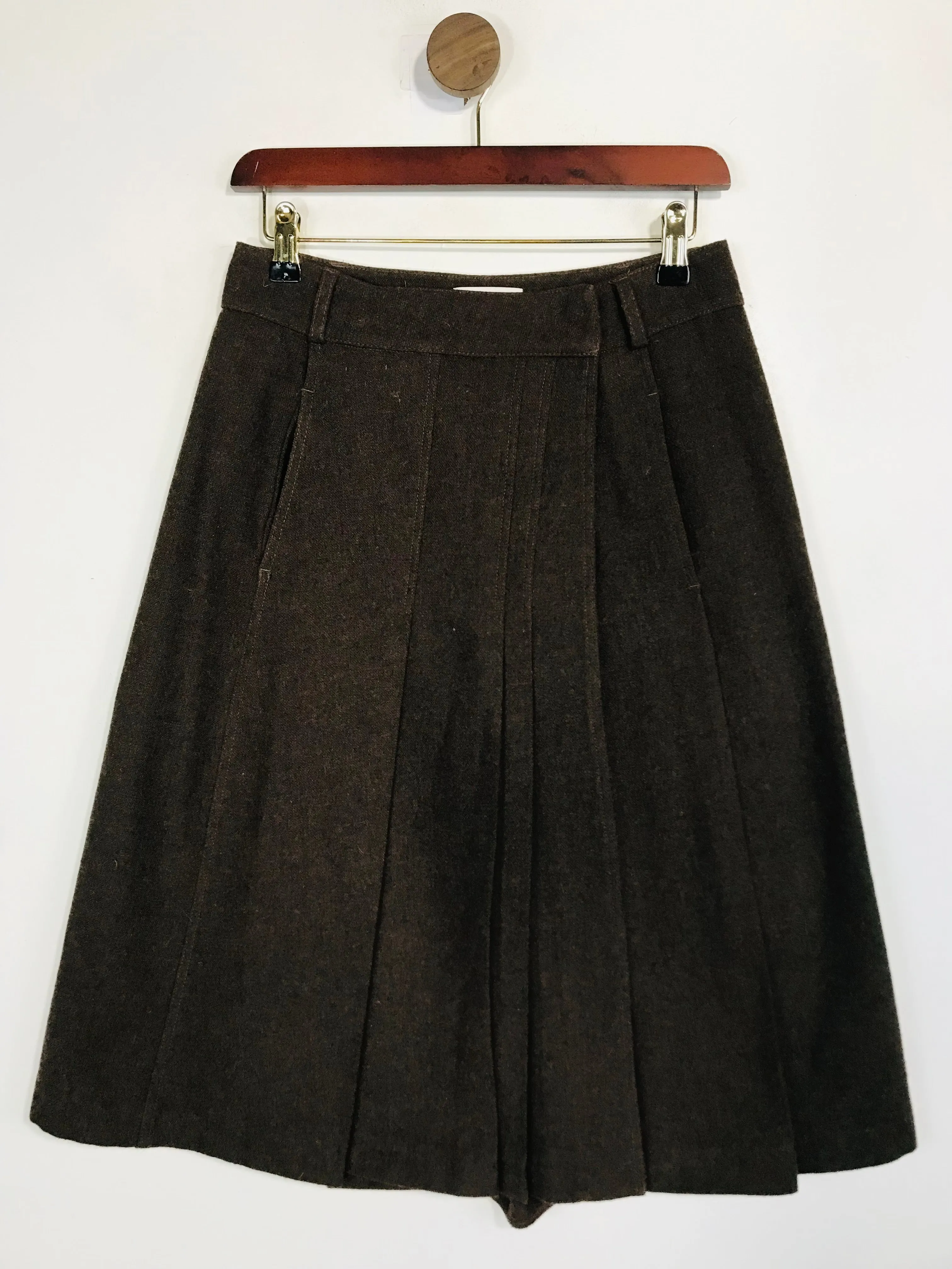 Intropia Women's Wool Pleated Midi Skirt | EU36 UK8 | Brown