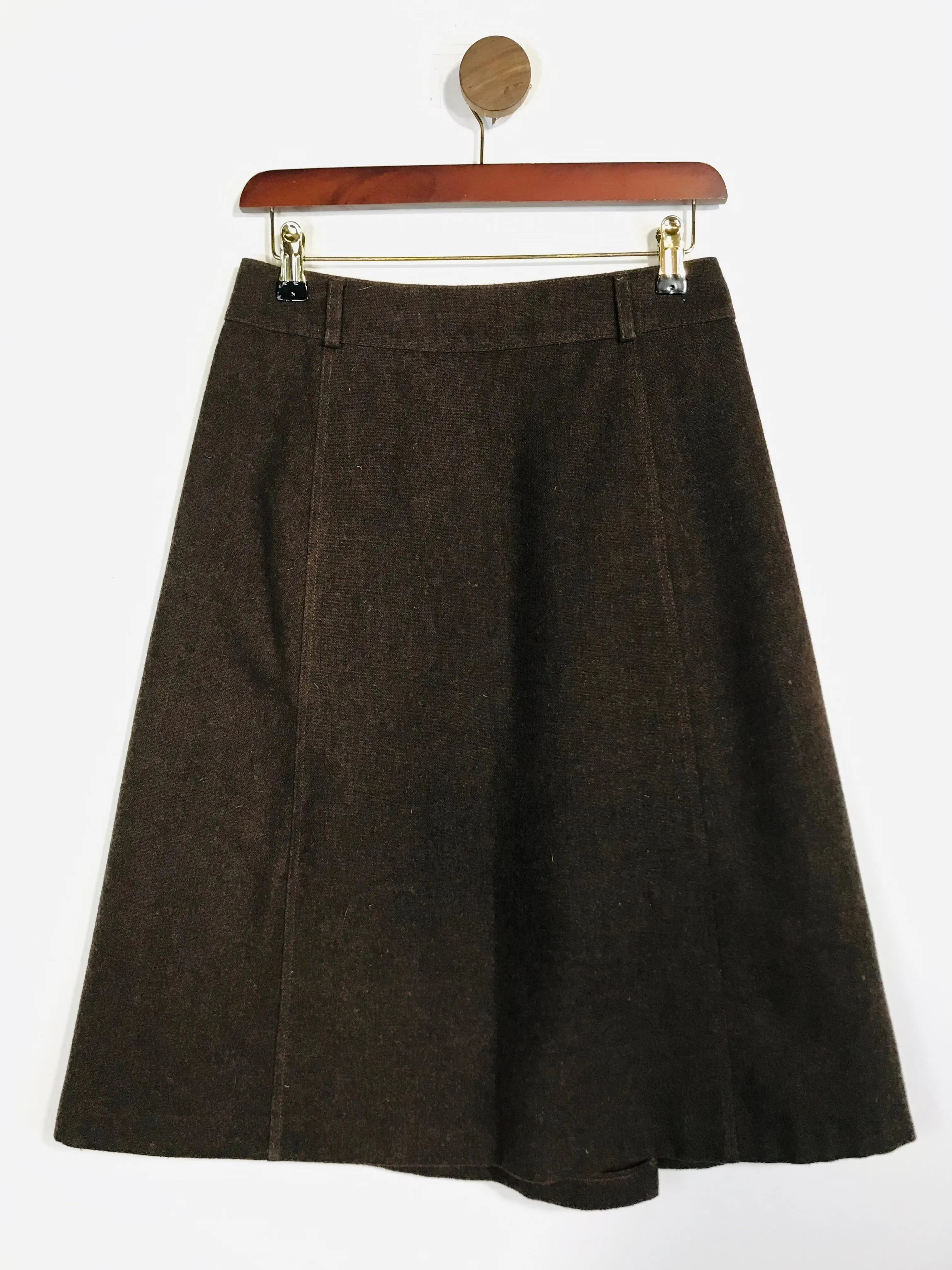 Intropia Women's Wool Pleated Midi Skirt | EU36 UK8 | Brown