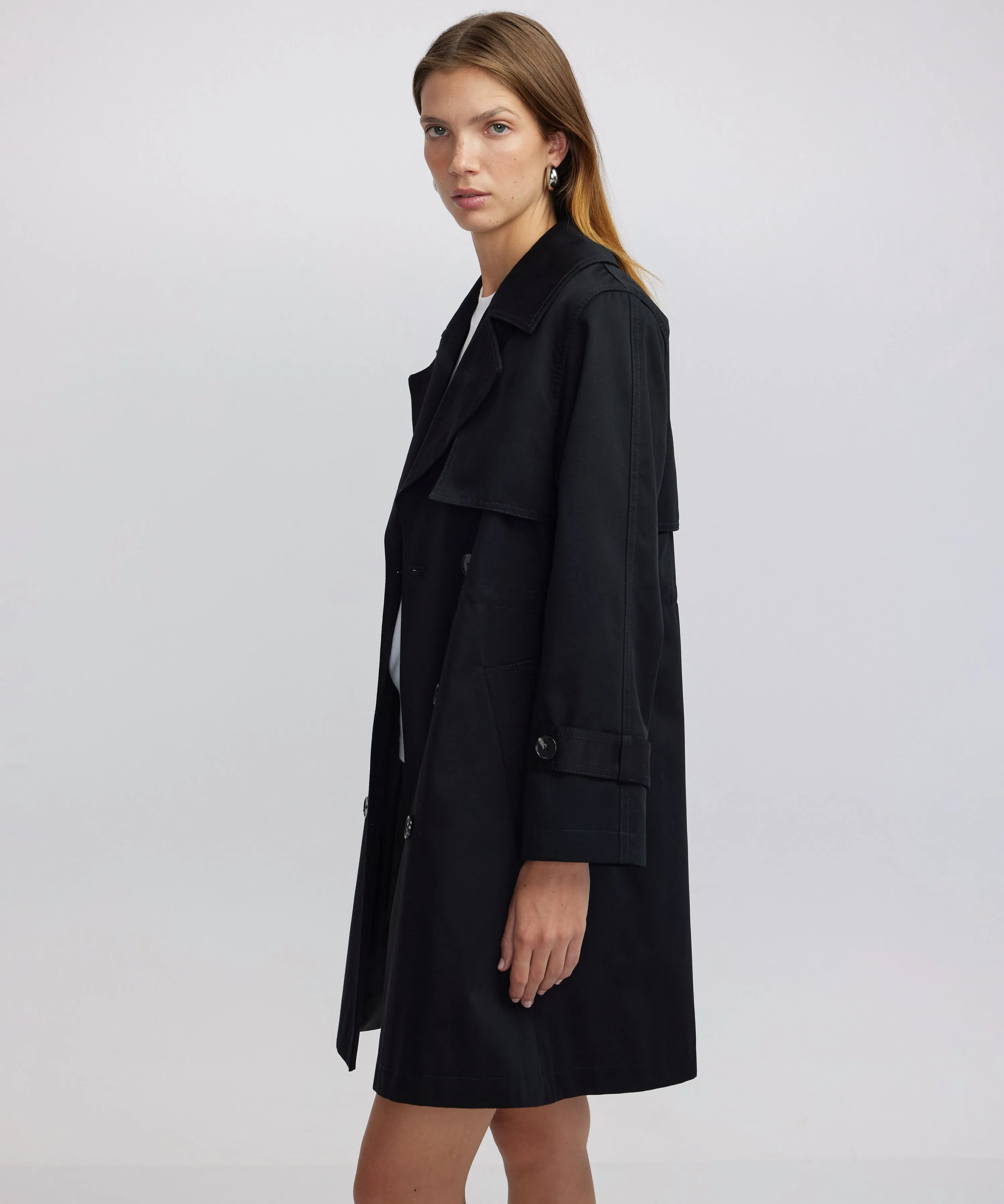 Ipekyol Buttoned Wide Collar Trench Coat Black