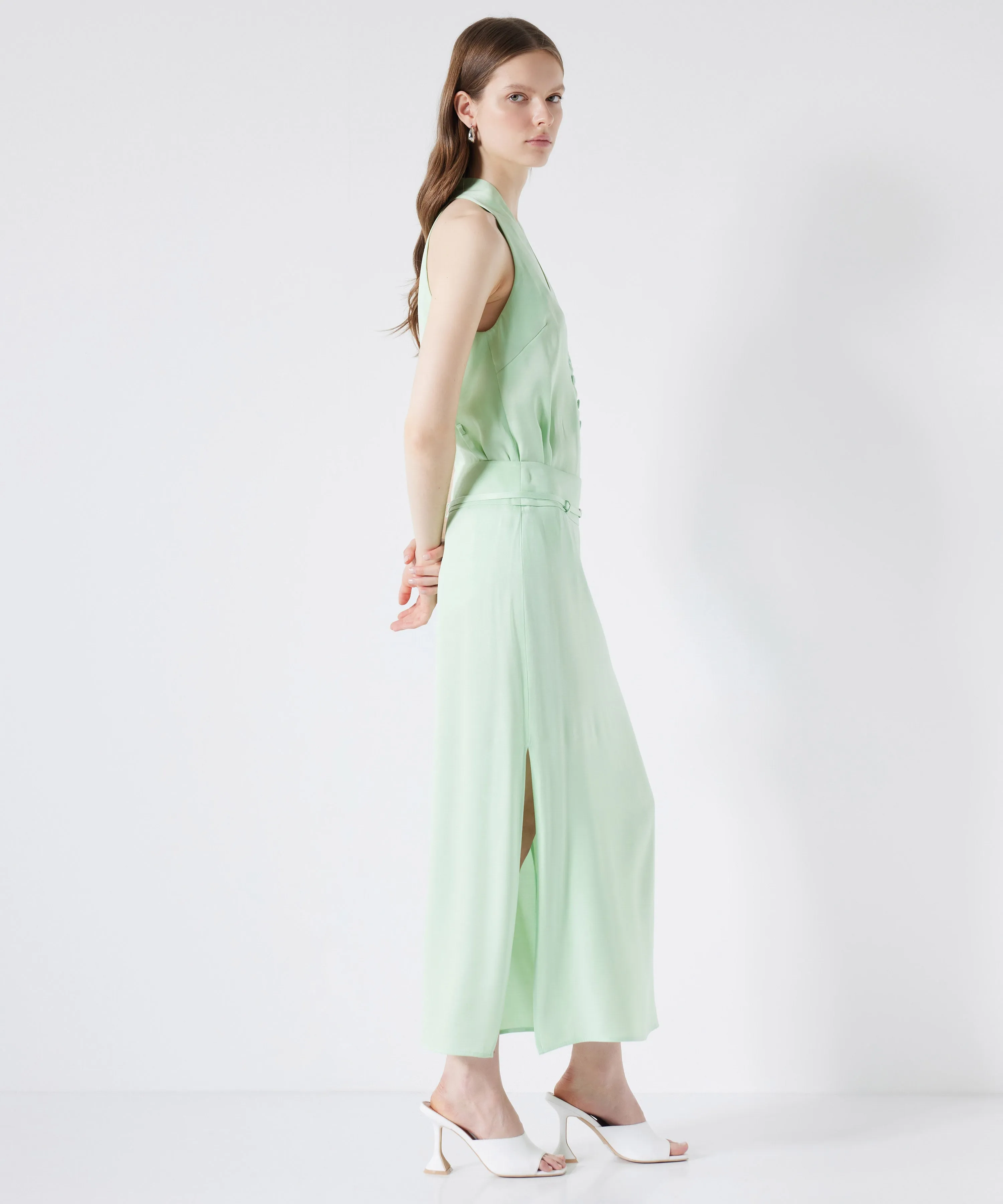 Ipekyol Thin Belted Midi Skirt Mint Green