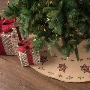 Jute Burlap Poinsettia Tree Skirt 48