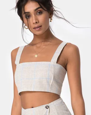 Kaira Crop Top in Tonal Plaid Almond