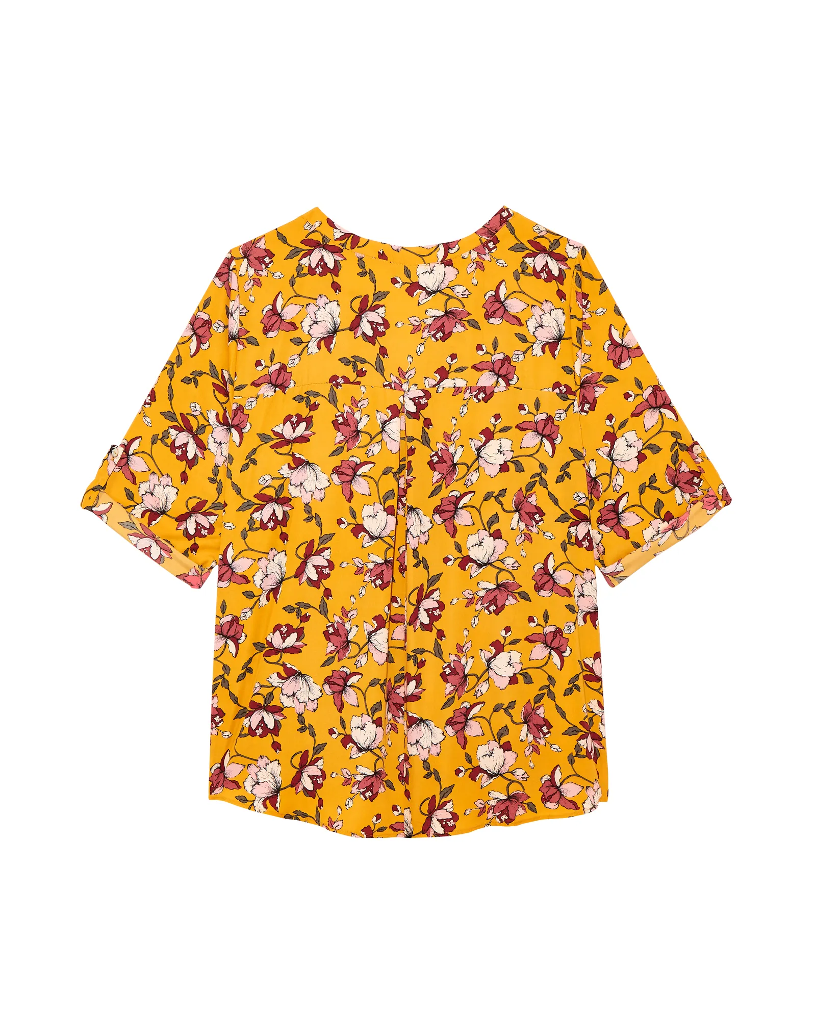 Karin Rolled Up Sleeve Blouse | Yellow / Pink