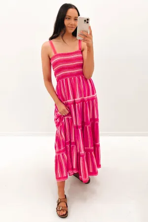 Kaye Midi Dress Pink Stripe