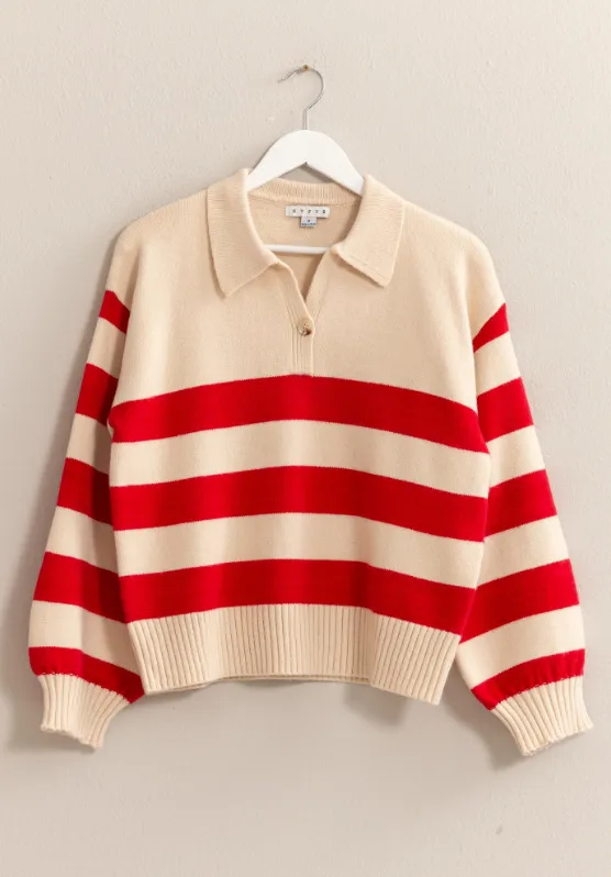 Kennedi Collared Stripe Sweater