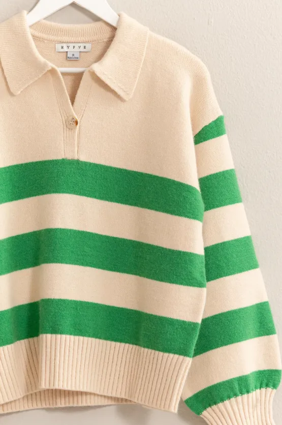 Kennedi Collared Stripe Sweater