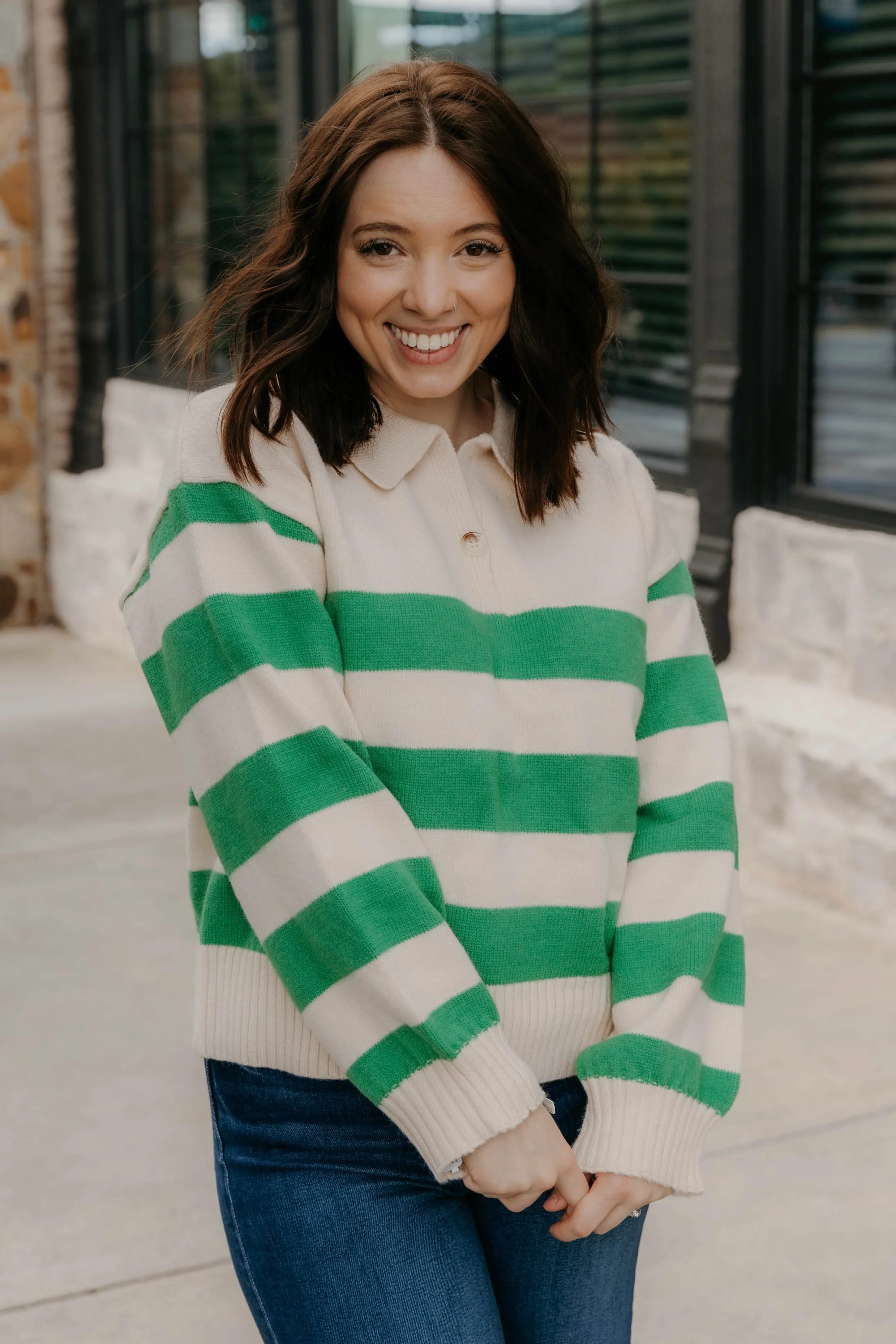 Kennedi Collared Stripe Sweater