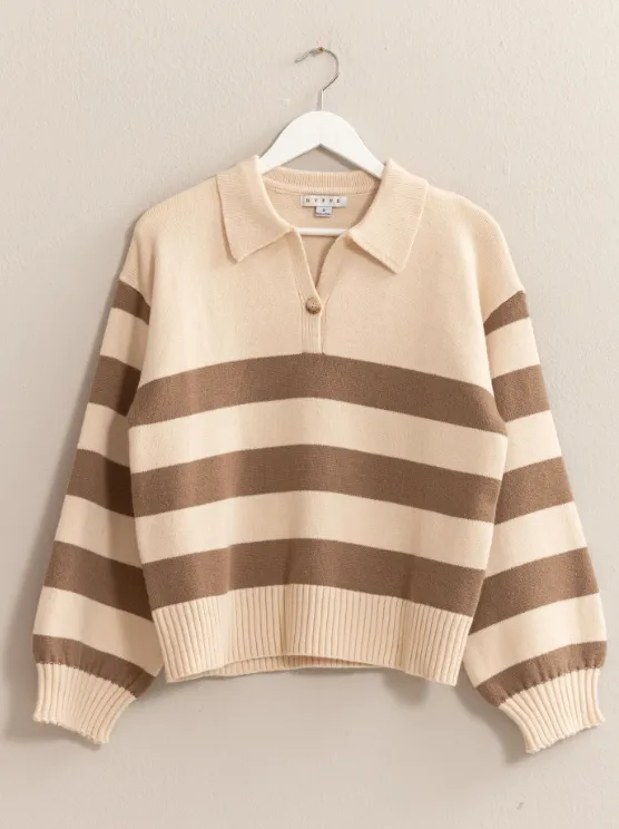 Kennedi Collared Stripe Sweater