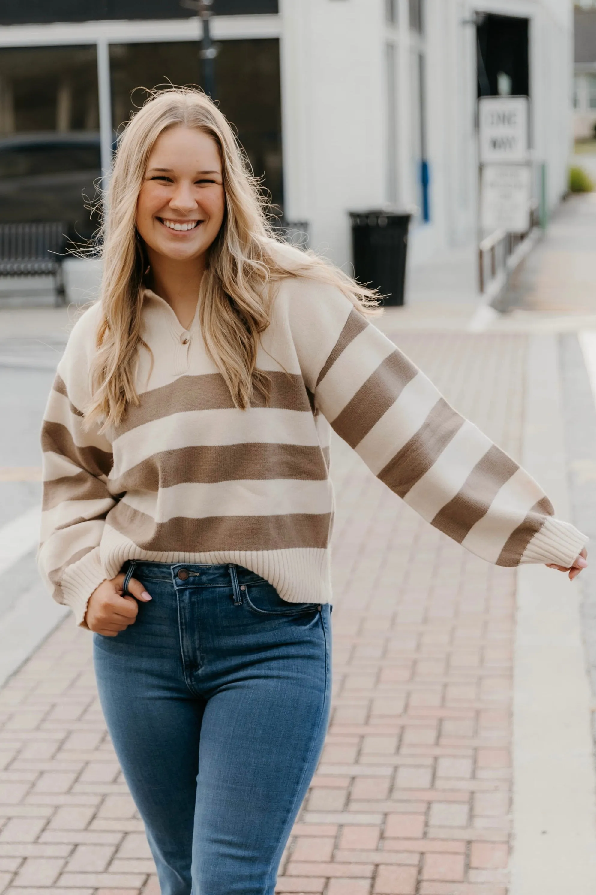 Kennedi Collared Stripe Sweater