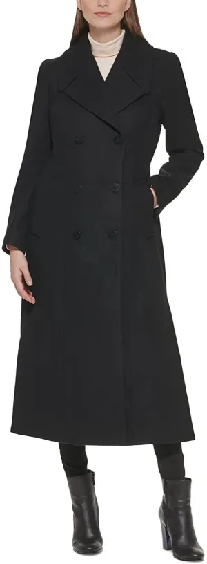 Kenneth Cole New York Womenâ€™s Double-Breasted Wool-Blend Full Length Peacoat