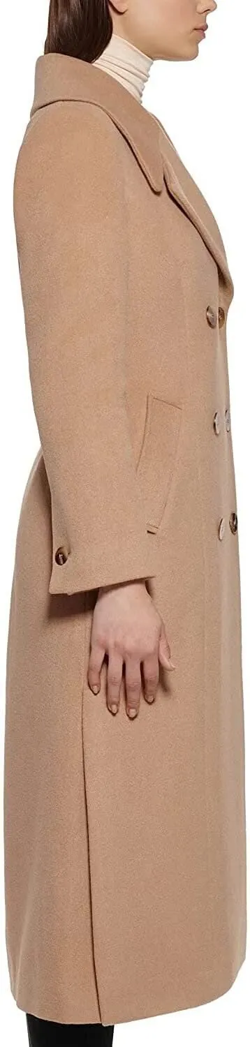 Kenneth Cole New York Womenâ€™s Double-Breasted Wool-Blend Full Length Peacoat