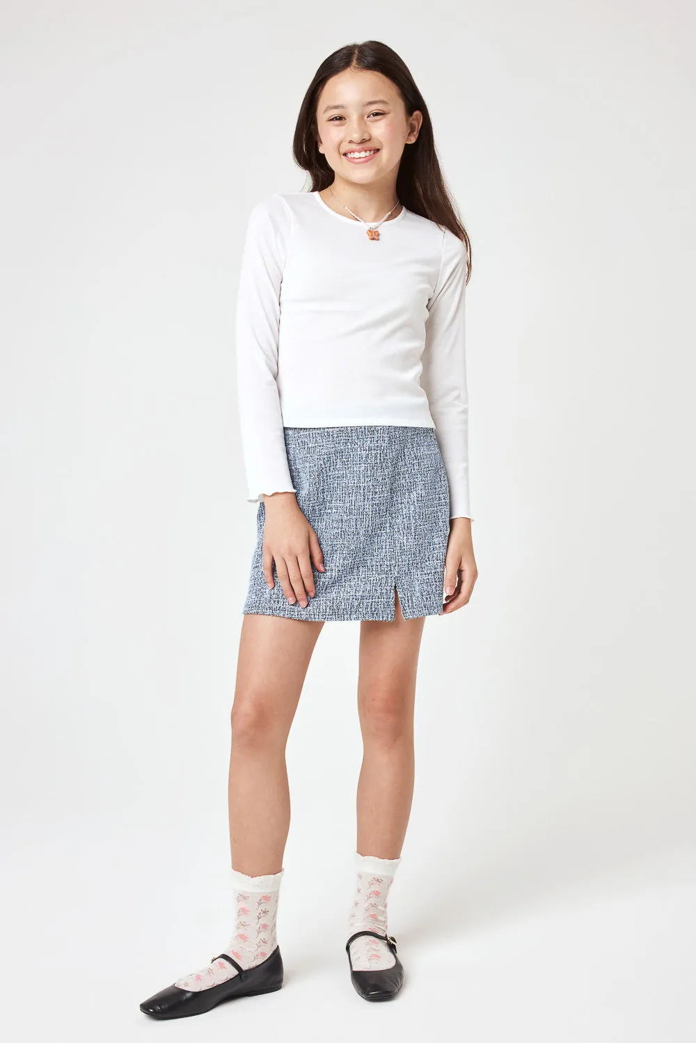 Kids Blue Boucle Skirt